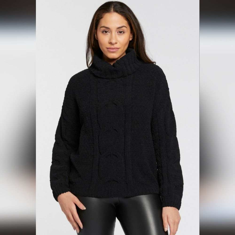 Seven7 Black Chenille Cowl Neck Sweater